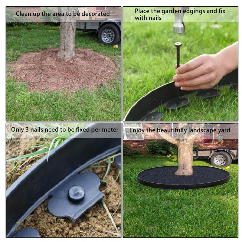 maebeacae Flexible Landscape Edging 33FT  Plastic Garden Edging Borders [Extra Tall 4 in Hight] with 30 Spikes No Dig Lawn Edging Kit Mini Fence for Grass Flower Beds Pavement Yard-Black - Image 4